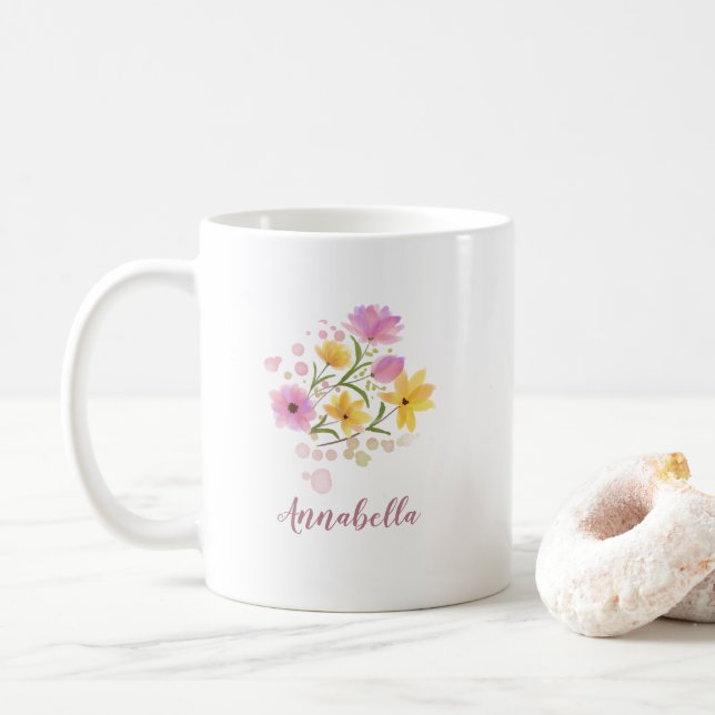 Vattenfärg Vilda Blommor Presentalternativ Kaffemugg (Med munk)