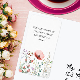 Vattenfärg Vilda Blommor Returadress Adressetikett