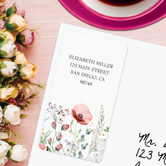 Vattenfärg Vilda Blommor Returadress Adressetikett (Watercolor Wildflowers Return Address Labels)