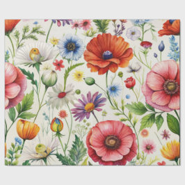 Vattenfärg Vilda Blommor Sömlös Decoupagepapper Presentpapper