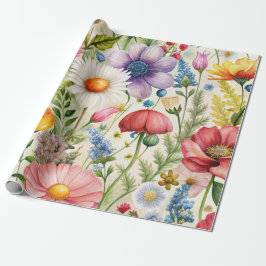 Vattenfärg Vilda Blommor Sömlös Découpagepapper Presentpapper