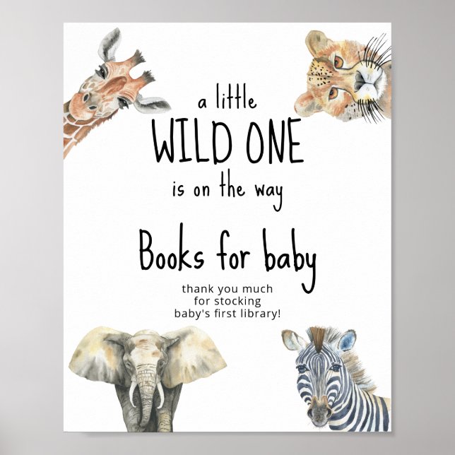 Vattenfärg vilda djur - Bokar för baby Poster (Framsidan)