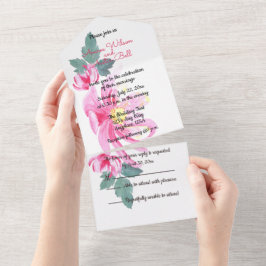 Vattenfärg Vilda Rosa Rosor Allt-i-ett Inbjudan