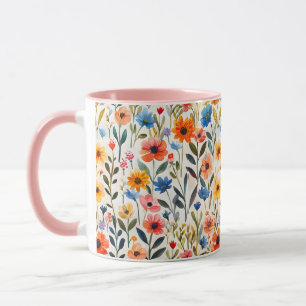 Vattenfärg Vilda vårblommor Bakgrund-99033 Mugg