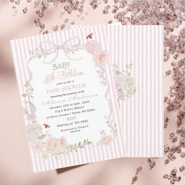 Vattenfärg Vildblomma Bebis i blom Baby shower Inbjudningar (Skapare uppladdad)