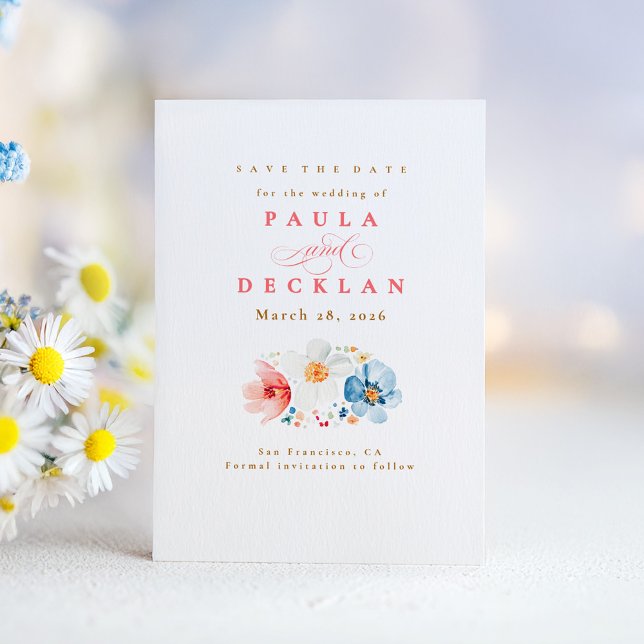 Vattenfärg vildblomma boho spara datumet (Elegant Wildflowers Save the Date Card)