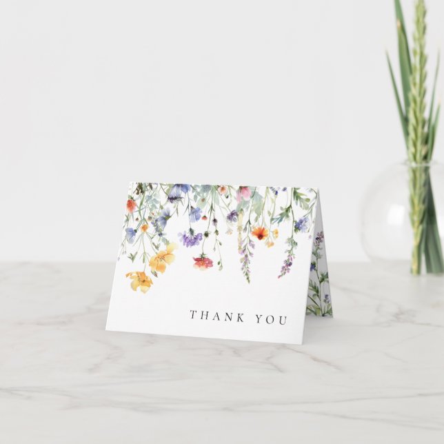 Vattenfärg Vildblomma Bröllop Tacksamhetskort Tack Kort (Framsida)