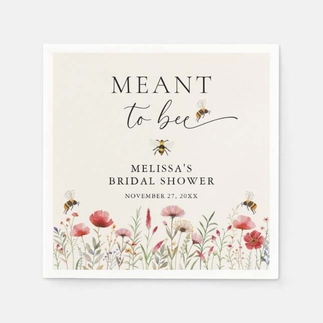 Vattenfärg Vildblomma Bröllopsdusch för att Vara B Pappersservett (Framsidan)