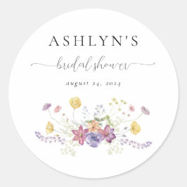 Vattenfärg Vildblomma Bröllopsdusch Klistermärke