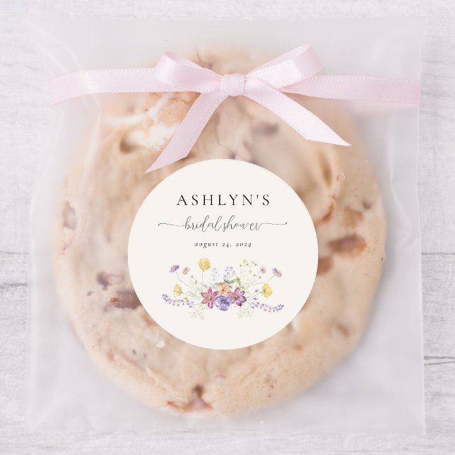 Vattenfärg Vildblomma Bröllopsdusch Klistermärke (Skapare uppladdad)