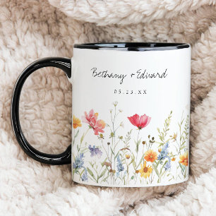 Vattenfärg Vildblomma Bröllopspresent Kaffemugg