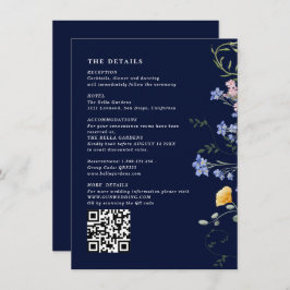 Vattenfärg Vildblomma detaljer & QR-kod Bröllop Tilläggskort