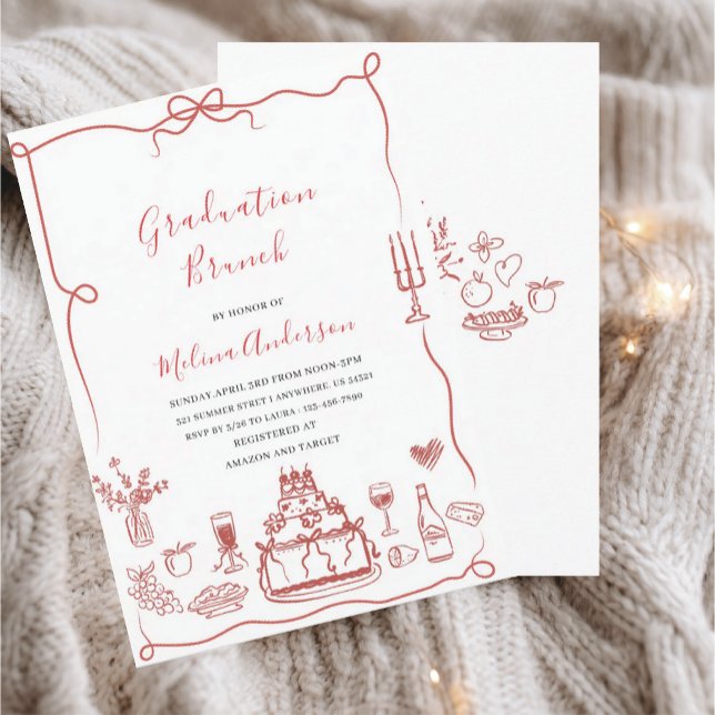 Vattenfärg vildblomma examens brunch inbjudan (Skapare uppladdad)