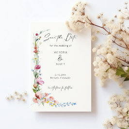 Vattenfärg Vildblomma Kalligrafi Spara Datum Magnetisk Inbjudningskort