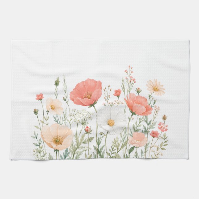 Vattenfärg Vildblomma Köksduk, Blommig Design Kökshandduk (Horisontell)