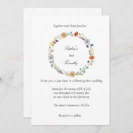 Vattenfärg vildblomma krans bröllop  inbjudningar