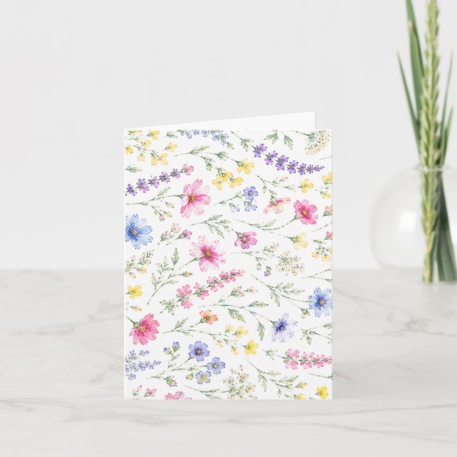 Vattenfärg vildblomma kuvert inlägg kort (Framsida)