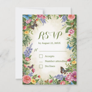 Vattenfärg Vildblomma RSVP-kort med QR-kod OSA Kort