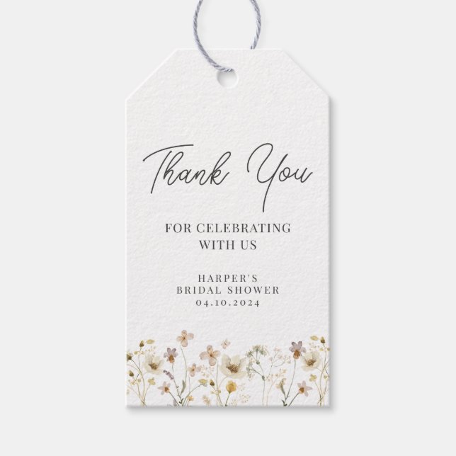 Vattenfärg Vildblomma Tack Presentetikett (Framsidan)