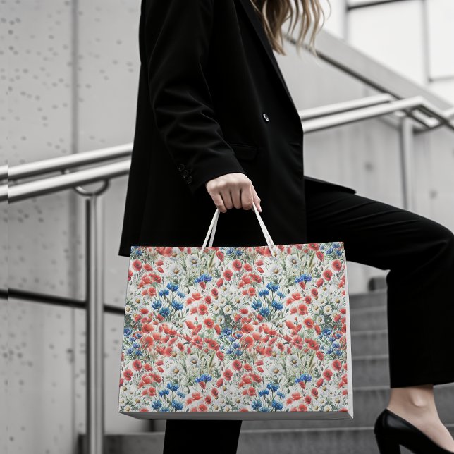 Vattenfärg Vildblomma Vallmo Tusenskönas Papperspr (Gift Bag)