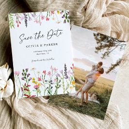 Vattenfärg Vildblommor Bröllop Spara Datumet