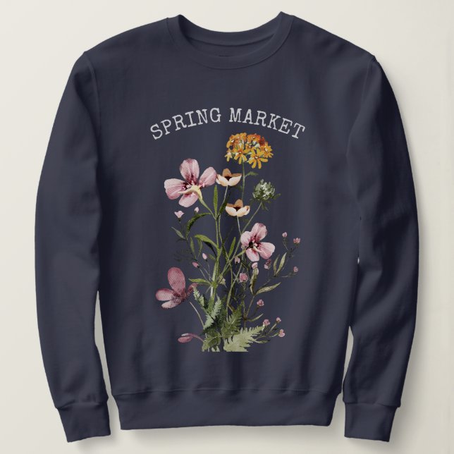 Vattenfärg Vildblomsbukett #1 Vårmarknad T Shirt (Design framsida)