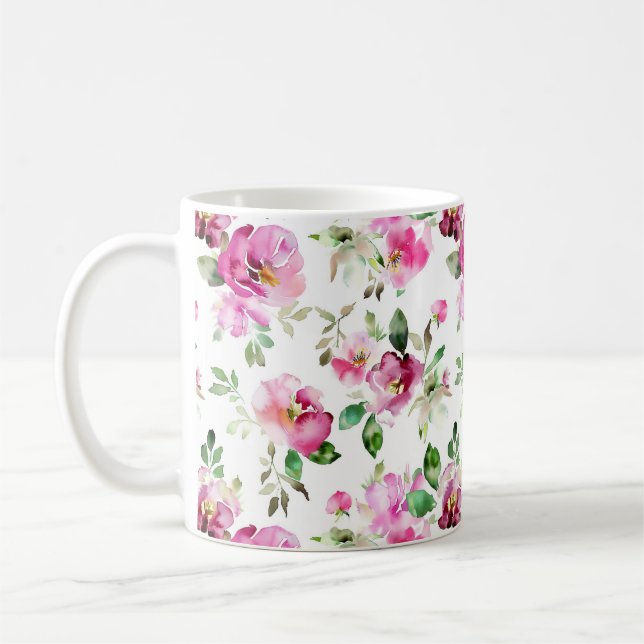 Vattenfärg Vildrosmönster Kaffemugg (Vänster)