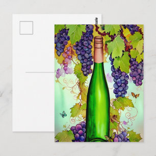 Vattenfärg Vin Art Vykort