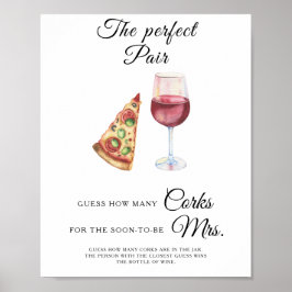 Vattenfärg Vin Bröllopsdusch Hur Många Korkar Poster