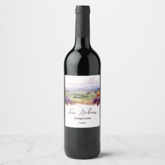 Vattenfärg Vinmarksetikett för Vin Vinflaska Etikett