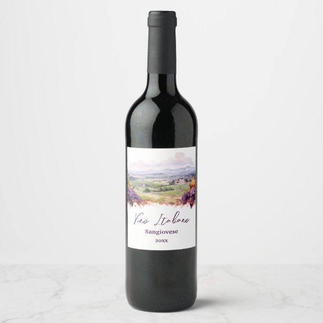 Vattenfärg Vinmarksetikett för Vin Vinflaska Etikett (Framsida)