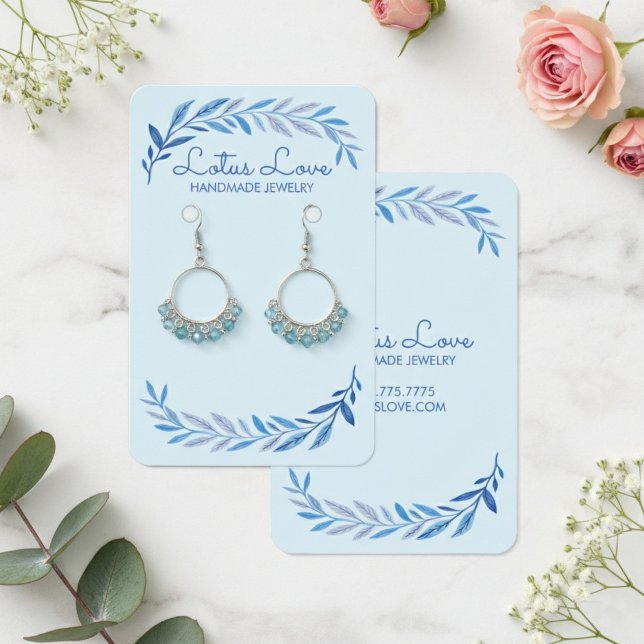 Vattenfärg Vinörhängs Halsband Smycken Display  Visitkort (Watercolor Vine Botanical CUSTOM Earring Necklace Jewelry Display Cards
)