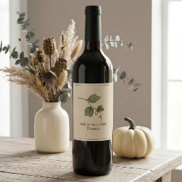 Vattenfärg Vinrankor Thanksgiving Vinföretikett Vinflaska Etikett