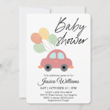 Vattenfärg Vintage Bil Baby Shower Inbjudan