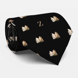 Vattenfärg Vintage Bok Monogram Initialer Svart Slips