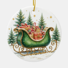 Vattenfärg Vintage julsläde Julgransprydnad Keramik