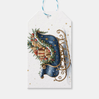 Vattenfärg Vintage julsläde Presentetikett