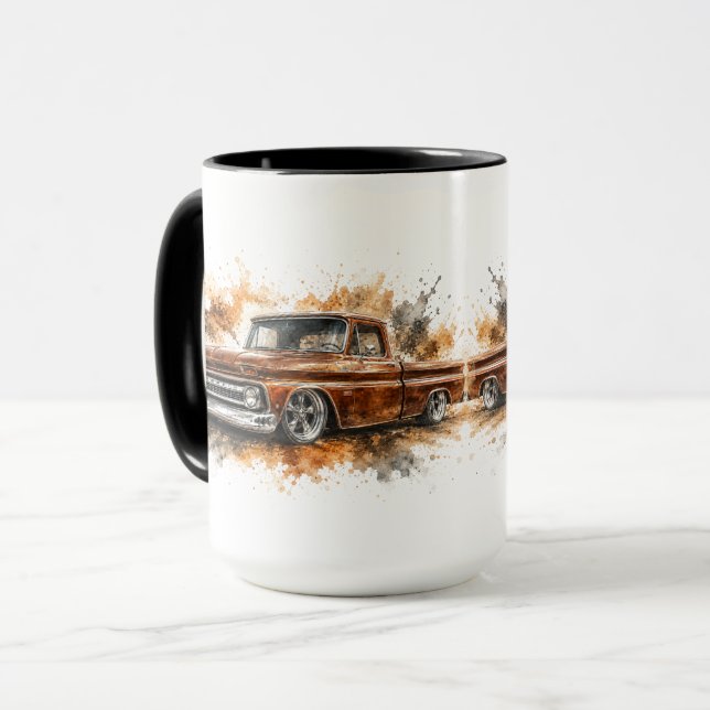 Vattenfärg Vintage Street Rod Lastbil Mug Mugg (Framsida vänster)