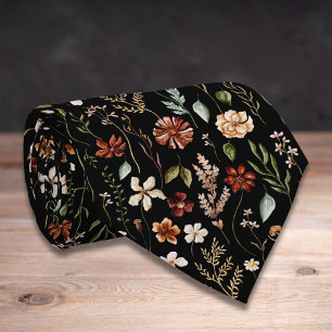 Vattenfärg Vintage Vildblomma Blommönster Slips