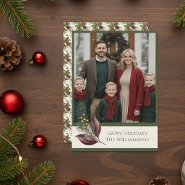 Vattenfärg Vinter Botaniskt Mönster Julkort