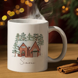Vattenfärg Vinter Farmhouse Rustic-jul Kaffemugg
