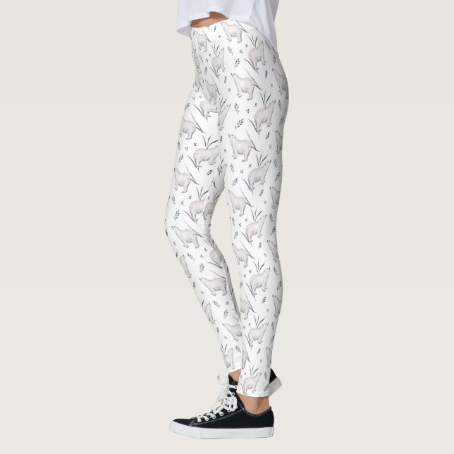 Vattenfärg Vinter Isbjörn Mönster Leggings (Vänster)