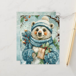 Vattenfärg Vinter Isbjörn Scrapbookpapper