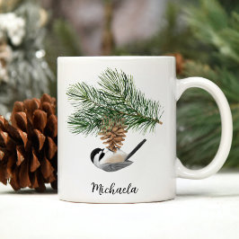 Vattenfärg Vinter Mes på Tallkotte Kaffemugg