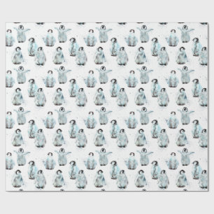 Vattenfärg Vinter Pingviner Baby Shower Presentpapper