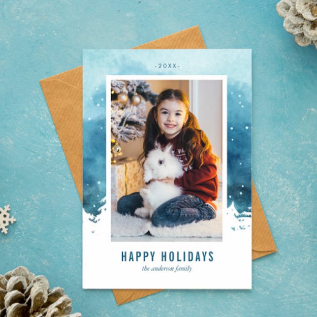 Vattenfärg Vinter Scen Jul Foto Julkort (Skapare uppladdad)