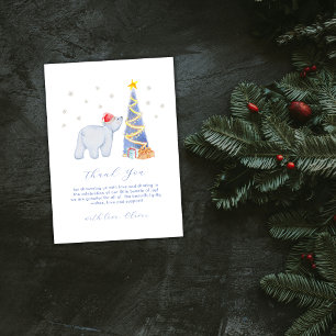 Vattenfärg Vinter Tomte Isbjörn Baby Shower Tack Kort