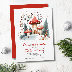 Vattenfärg Vinter Woodland Jul Drinks Inbjudningar