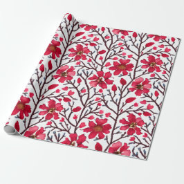 Vattenfärg Vinterblomning Inpackningspapper Presentpapper