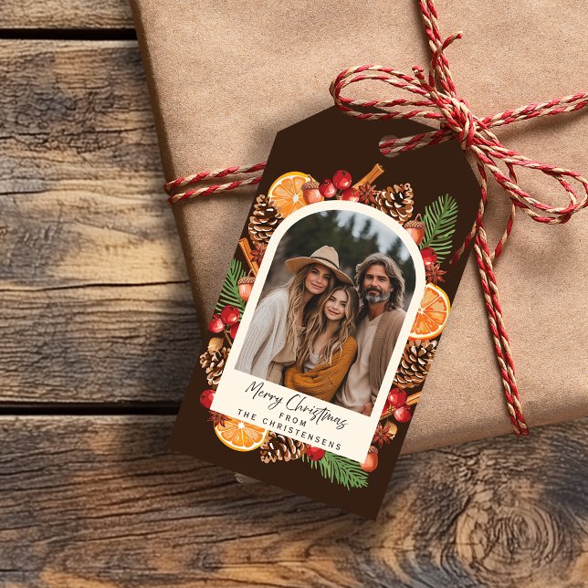 Vattenfärg Vinterbotaniska fotopilen Presentetikett (Skapare uppladdad)